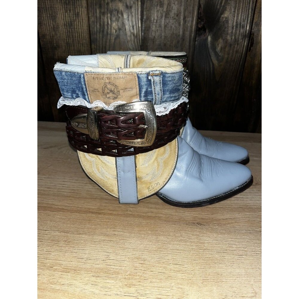 Upcycled OOAK Justin Western Boots Custom Gypsy Boho Boutique